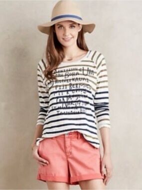 Pilcro and the Letterpress Coral Pink Cotton Mid Rise The Hyphen Bermuda Shorts